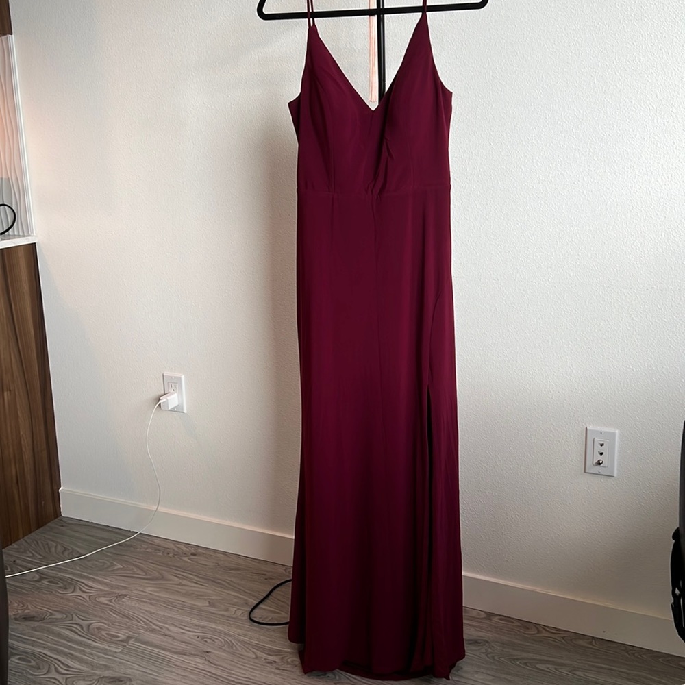 Spaghetti strap dress with slit
